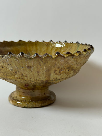 Mustard Glaze Scalloped Moroccan Bowl
