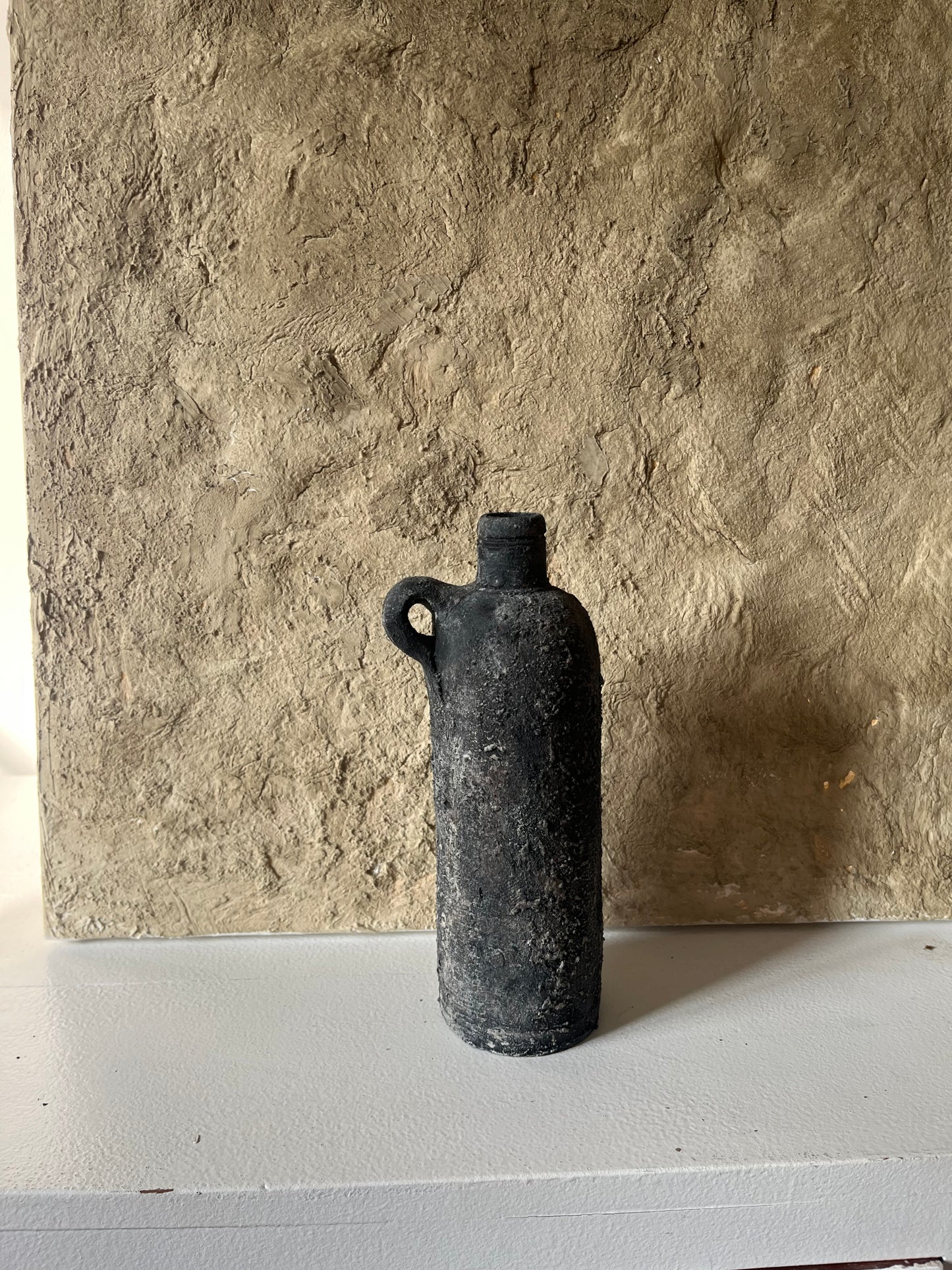 STORM  |  dark textured bottle style vase with handle