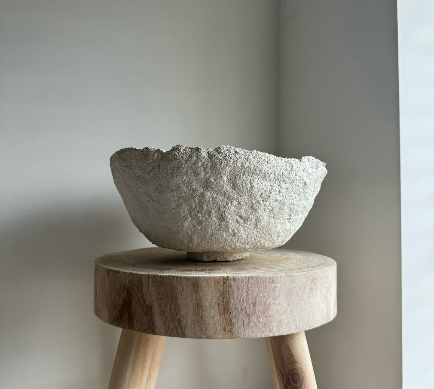 Handmade Papier-maché bowl  |  WHITE