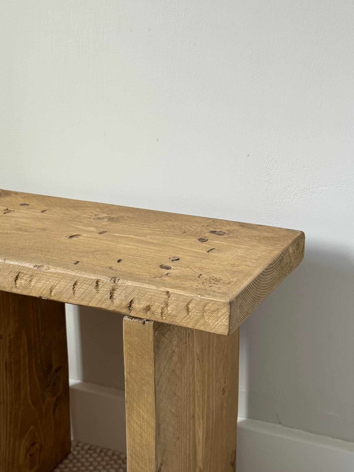 Handmade Aged Effect Wood Stool - Elsie