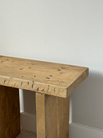 Handmade Aged Effect Wood Stool - Elsie