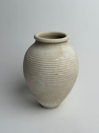 Up-Cycled | Line Detail Off-White Rounded Vase