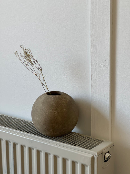 Up-cycled  | earthy brown round ball vase