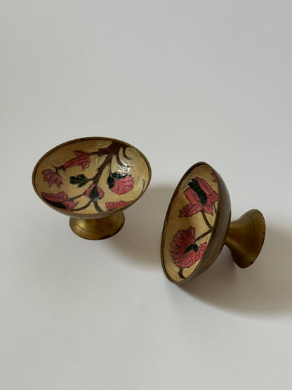 Floral Brass Pedestal Bowls