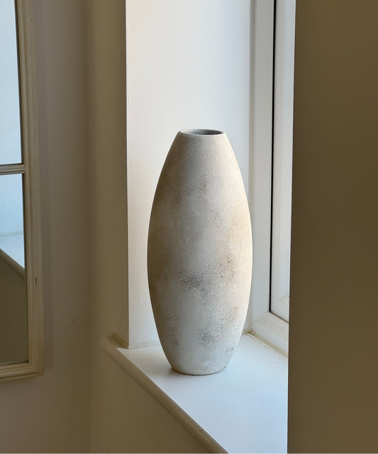 Up-cycled  |  stone effect off-white/beige slim vase