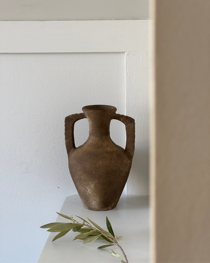 Up-cycled  |  warm earthy brown double handled amphora
