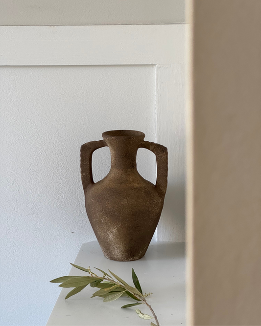 Up-cycled  |  warm earthy brown double handled amphora