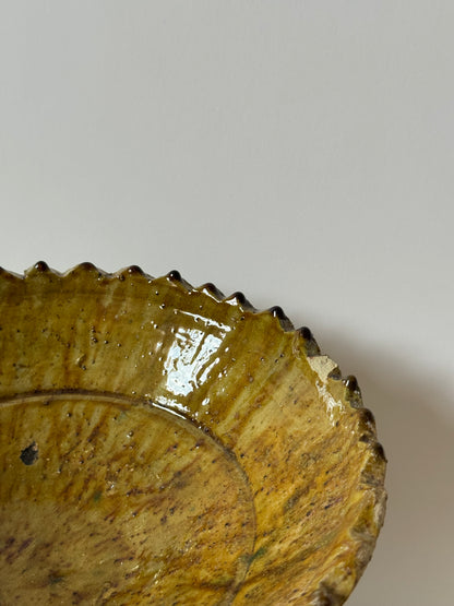 Mustard Glaze Scalloped Moroccan Bowl