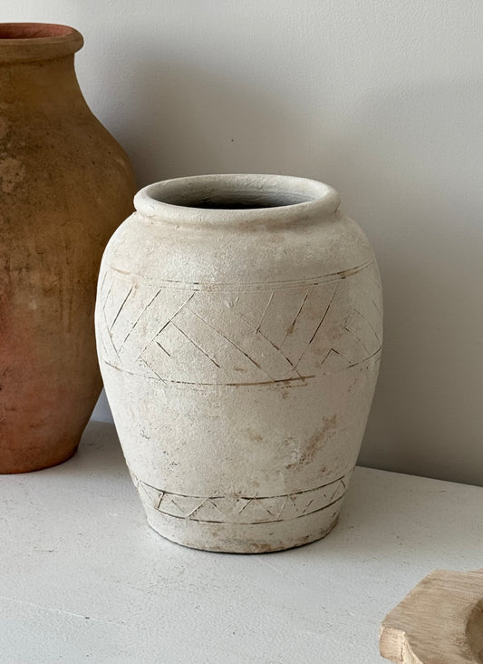 Up-Cycled | Neutral Aztec Pattern Vase