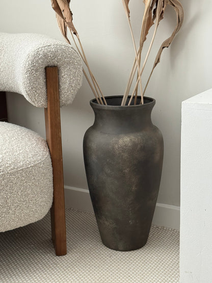 Up-cycled  | XL black brown earthy floor vase