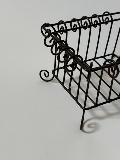 Vintage Wrought Iron Footed Basket