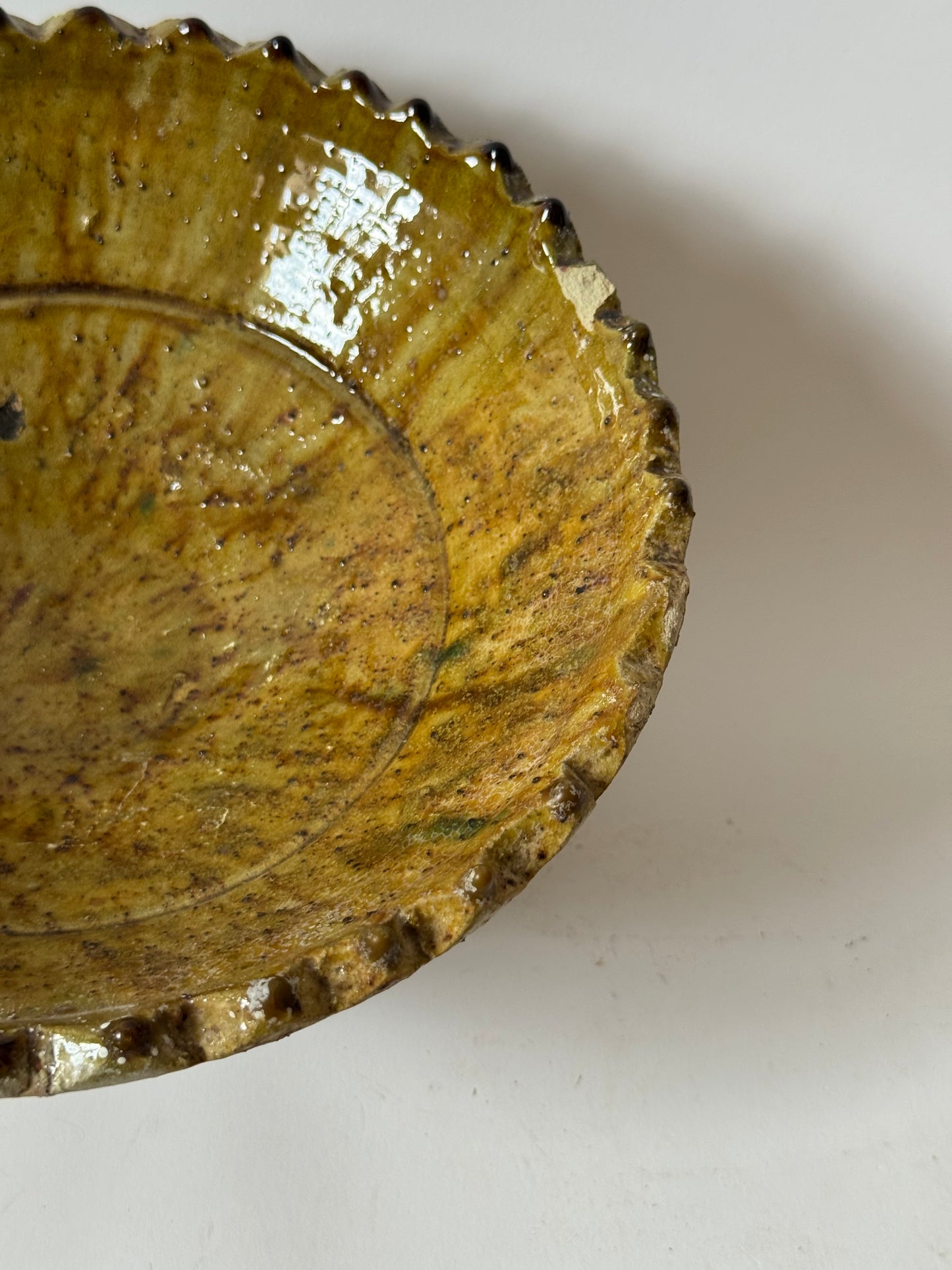Mustard Glaze Scalloped Moroccan Bowl