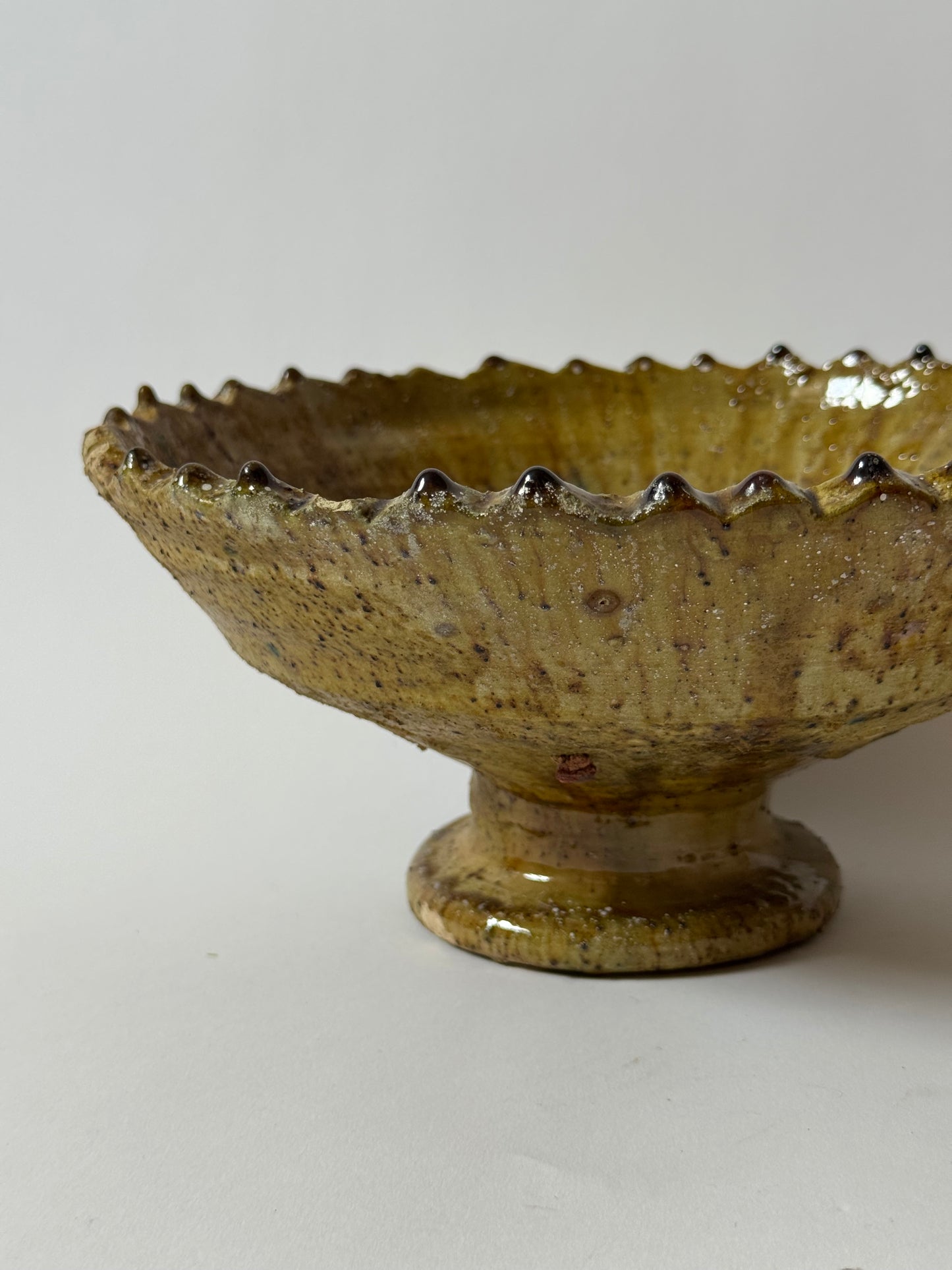 Mustard Glaze Scalloped Moroccan Bowl