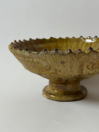 Mustard Glaze Scalloped Moroccan Bowl
