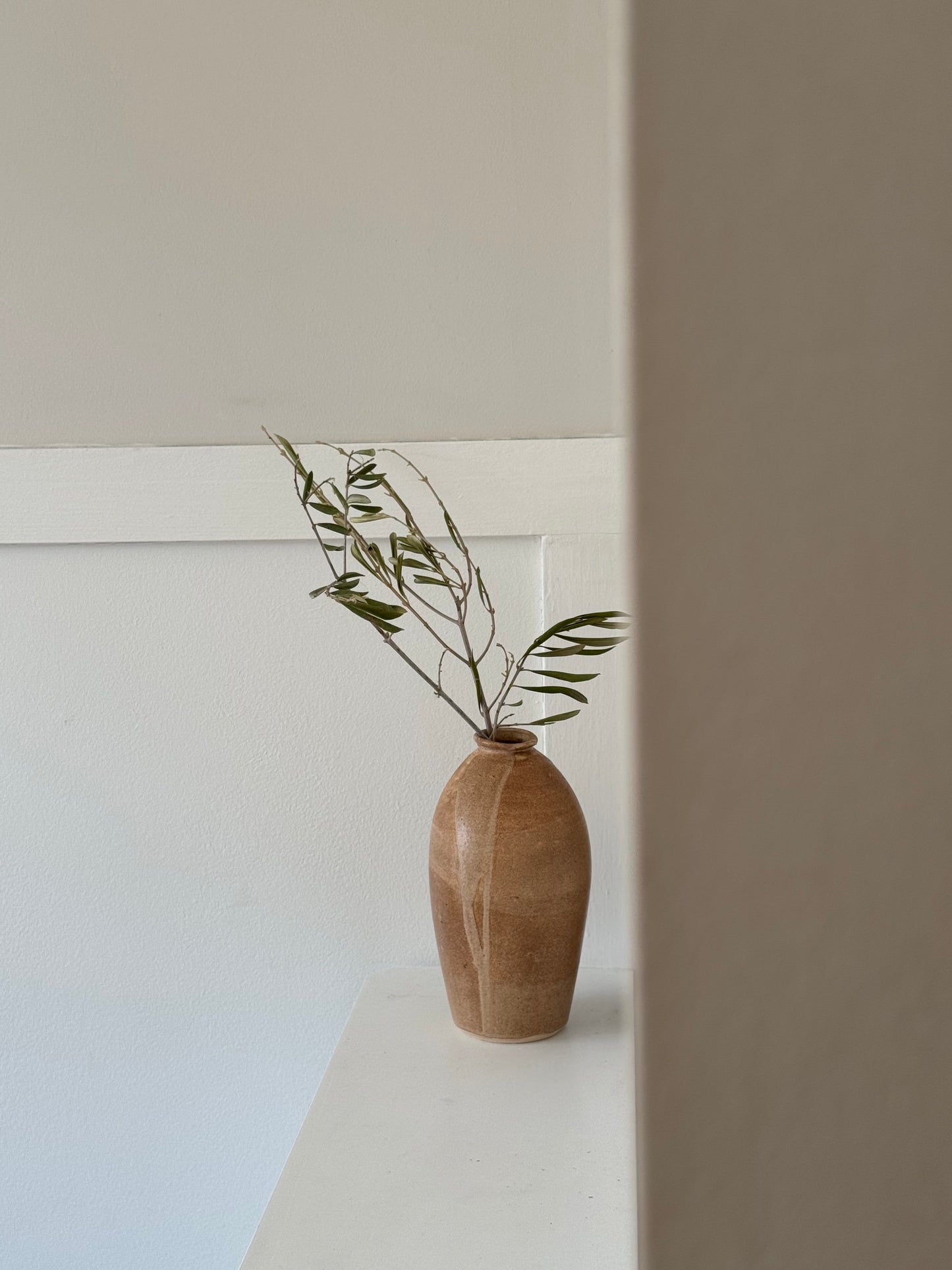 Light brown vintage glazed vase