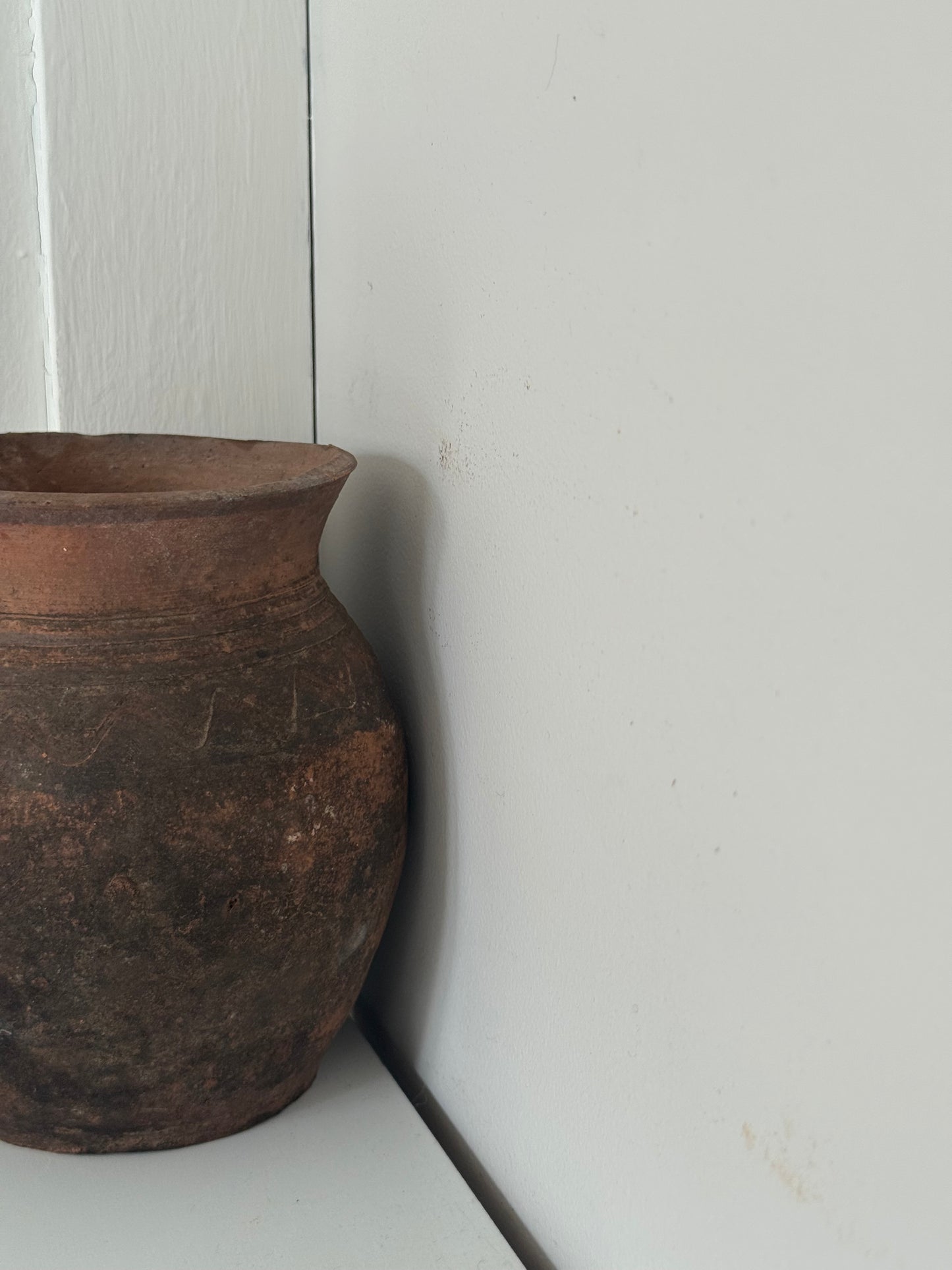 Vintage earthy pattern terracotta jug