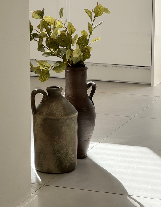 Up-cycled  | large earthy brown rustic handled pot