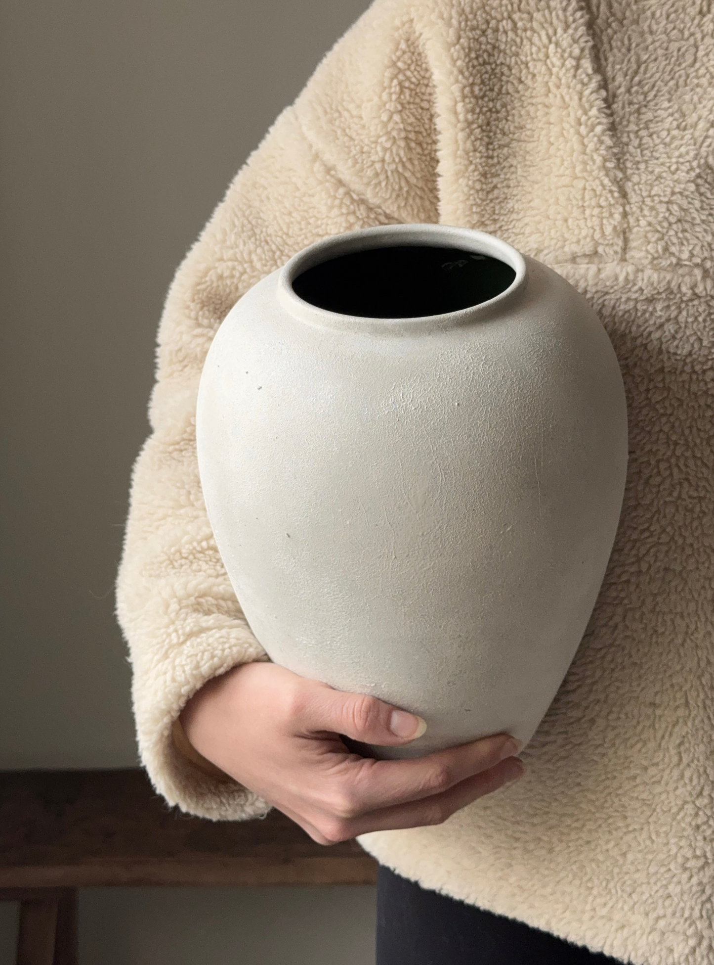 Up-cycled  |  WATERTIGHT large ivory white stone effect vase