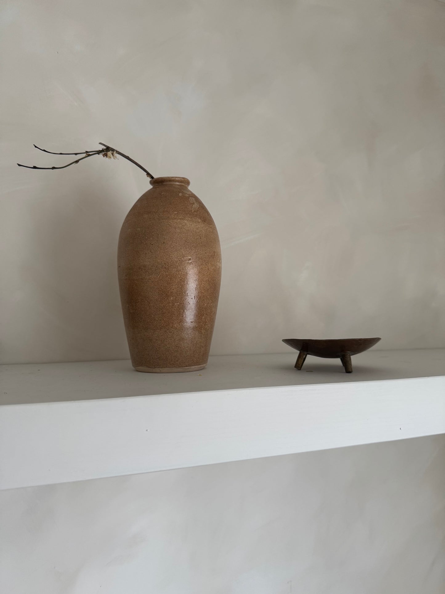 Light brown vintage glazed vase