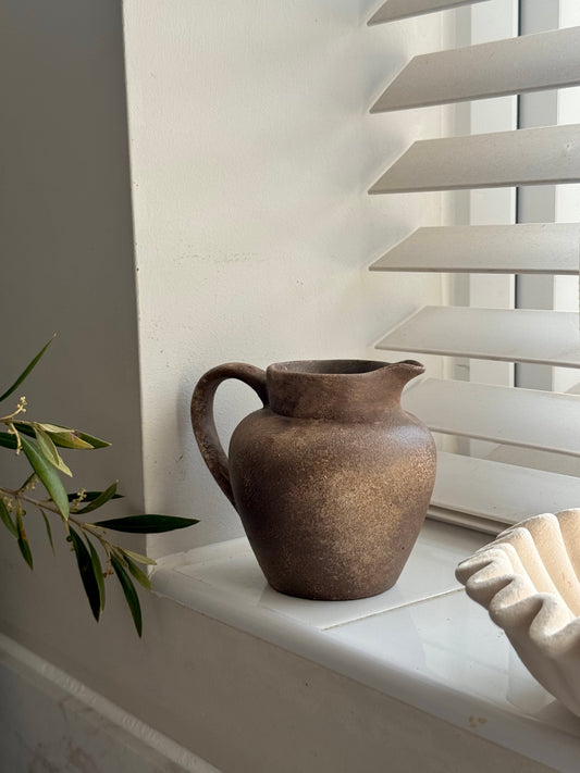 Up-cycled  | warm red brown small earthy decorative jug