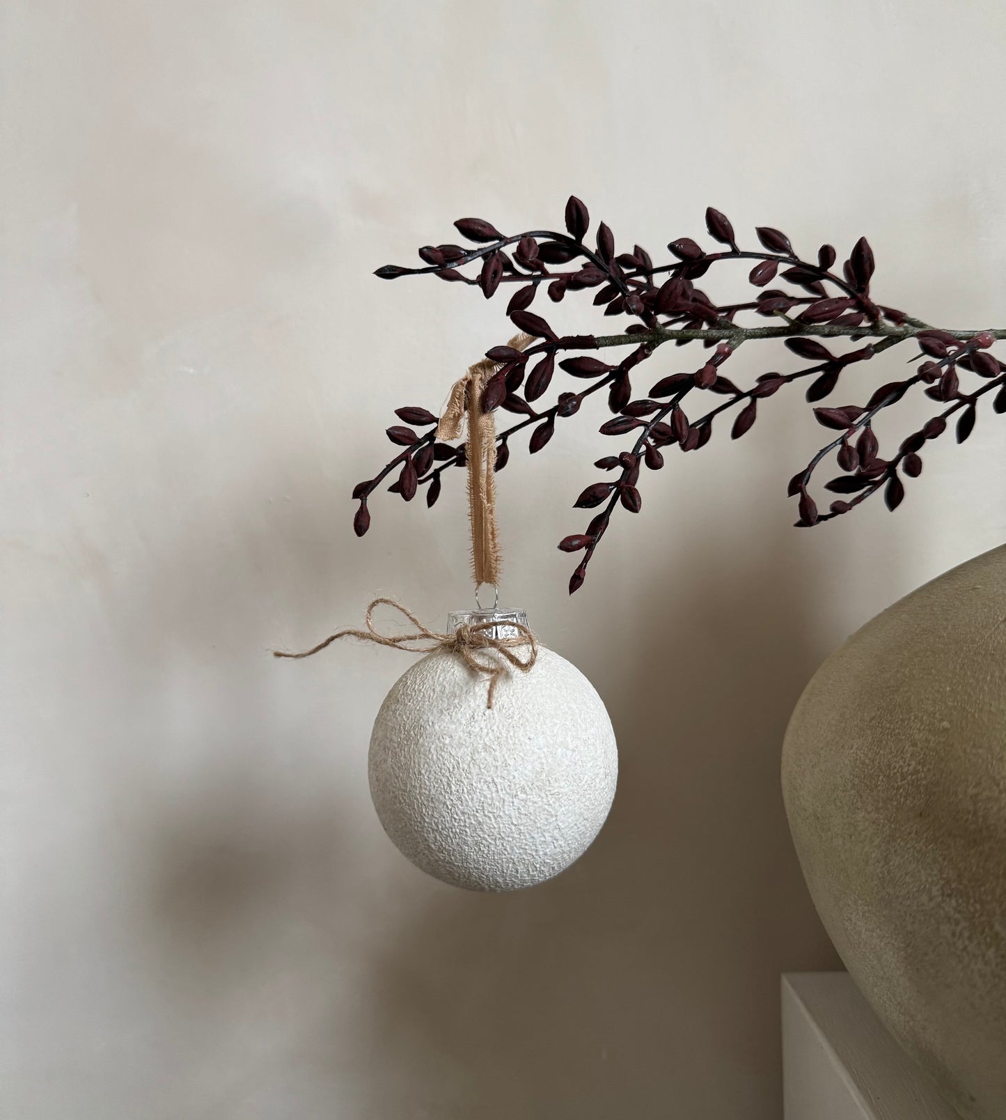 Rustic up-cycled bauble OFF - WHITE