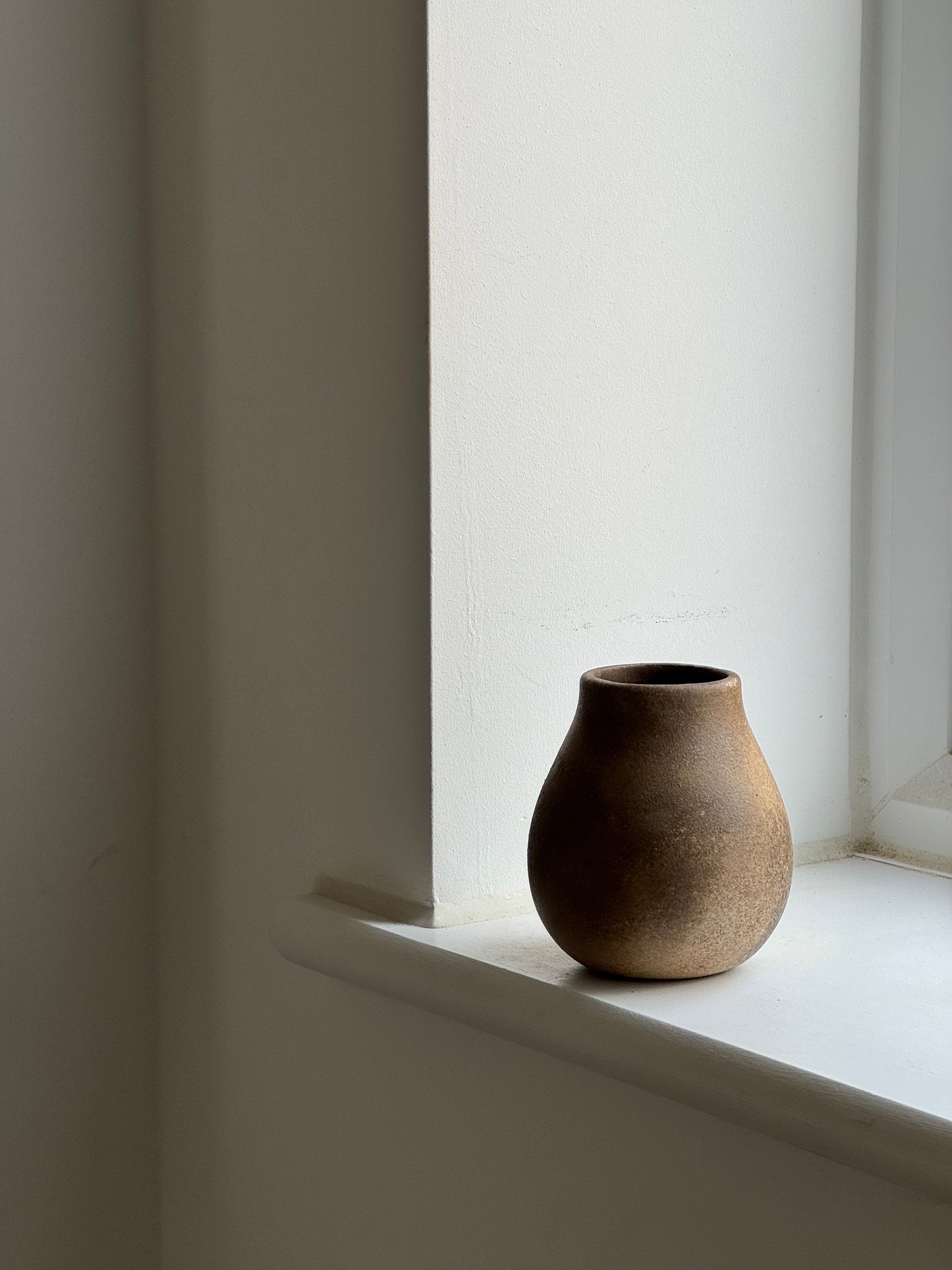 Up-cycled  | warm earthy brown small rounded vase