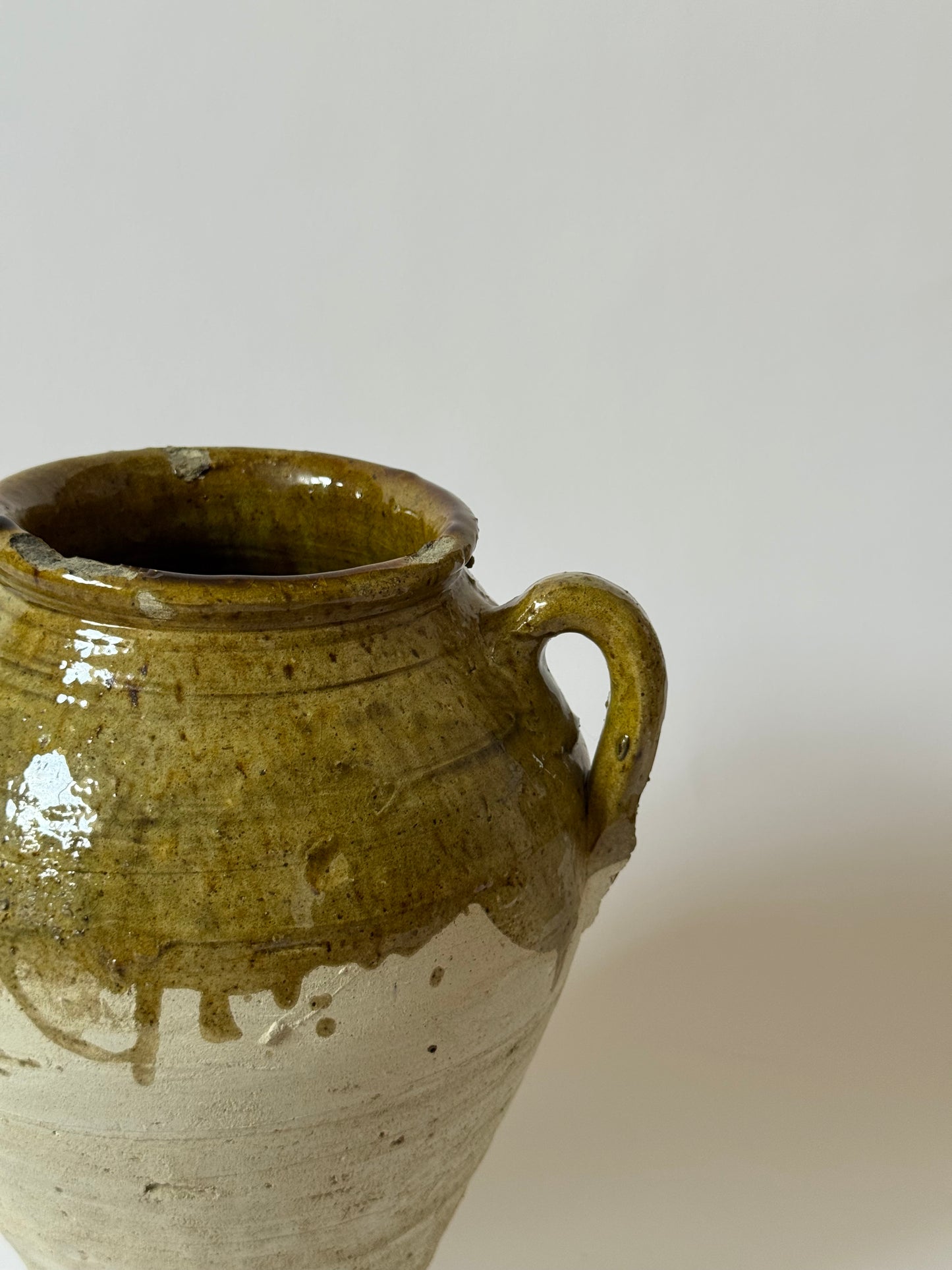 Large Moroccan Olive Glaze Vessel