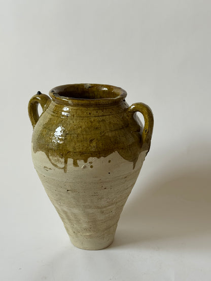 Large Moroccan Olive Glaze Vessel