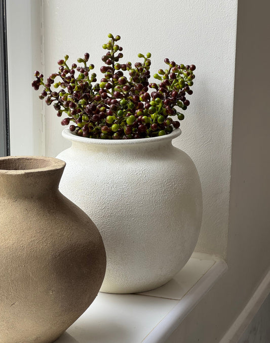 Up-cycled  |  light beige stone effect rounded pot