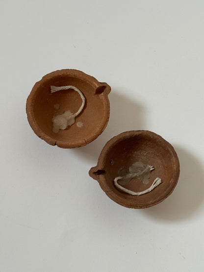 Pair of Small Terracotta Oil Lamps