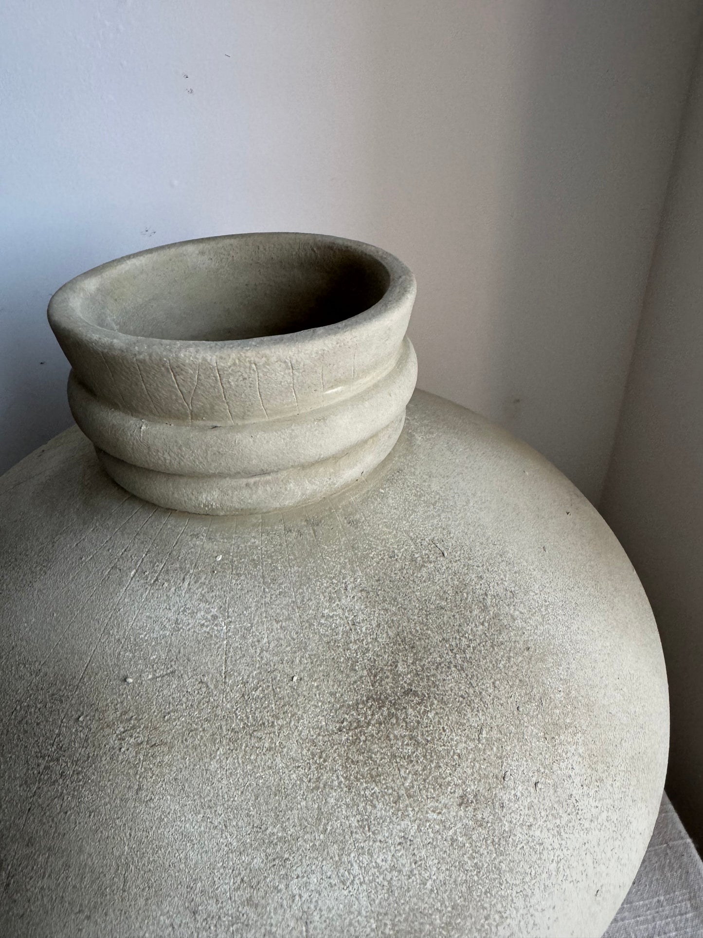 CLOUD  |  stone beige line detail large rounded vase