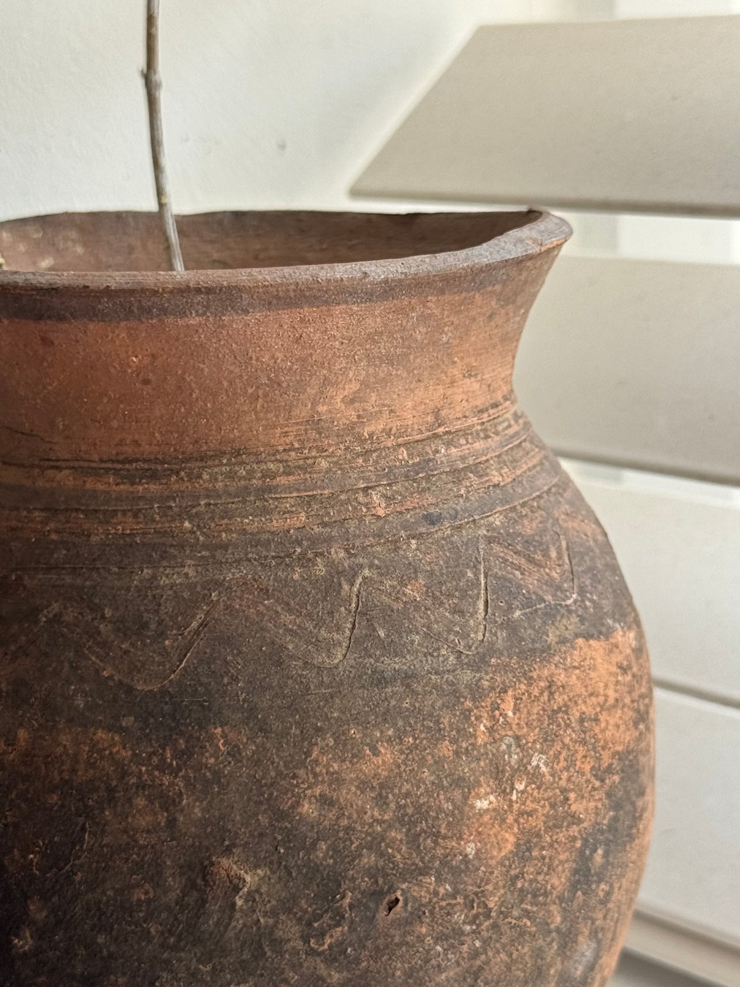 Vintage earthy pattern terracotta jug