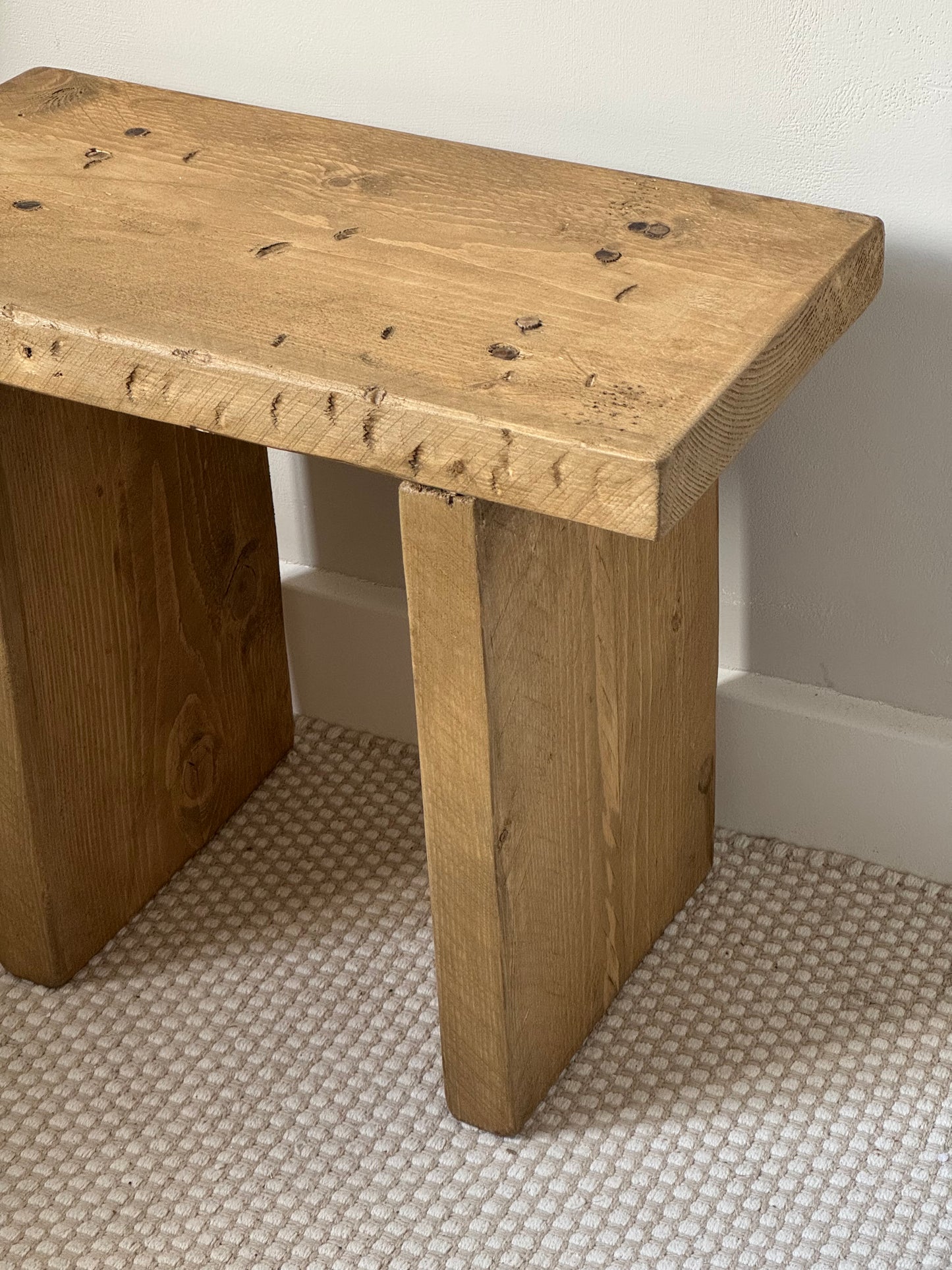 Handmade Aged Effect Wood Stool - Elsie
