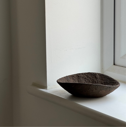 Up-cycled  | deep earthy brown textured curved bowl