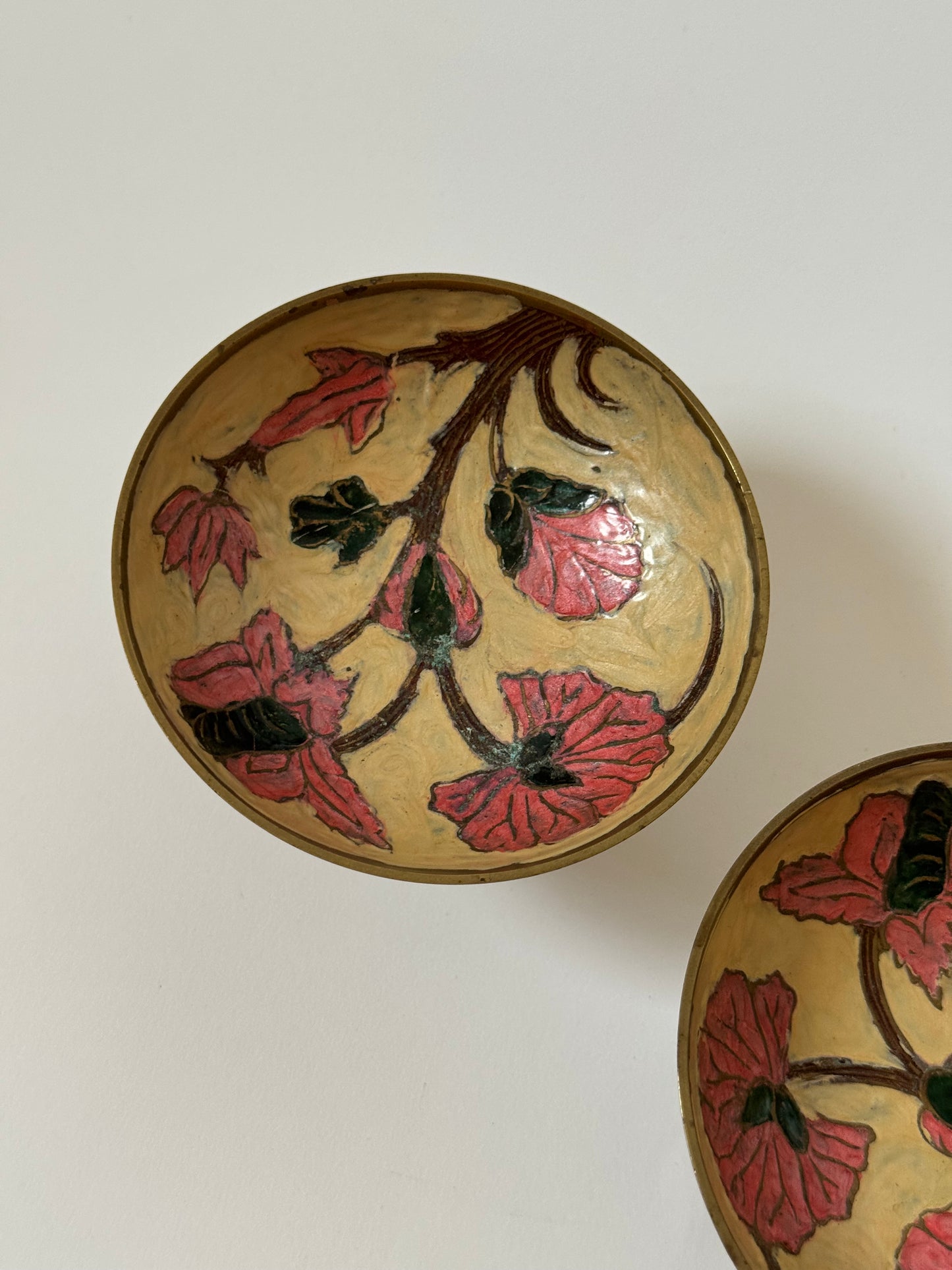 Floral Brass Pedestal Bowls