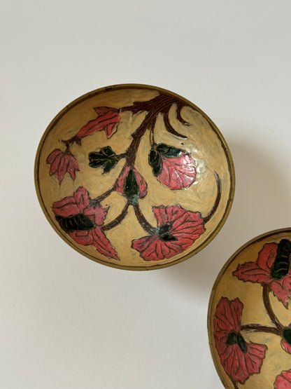 Floral Brass Pedestal Bowls