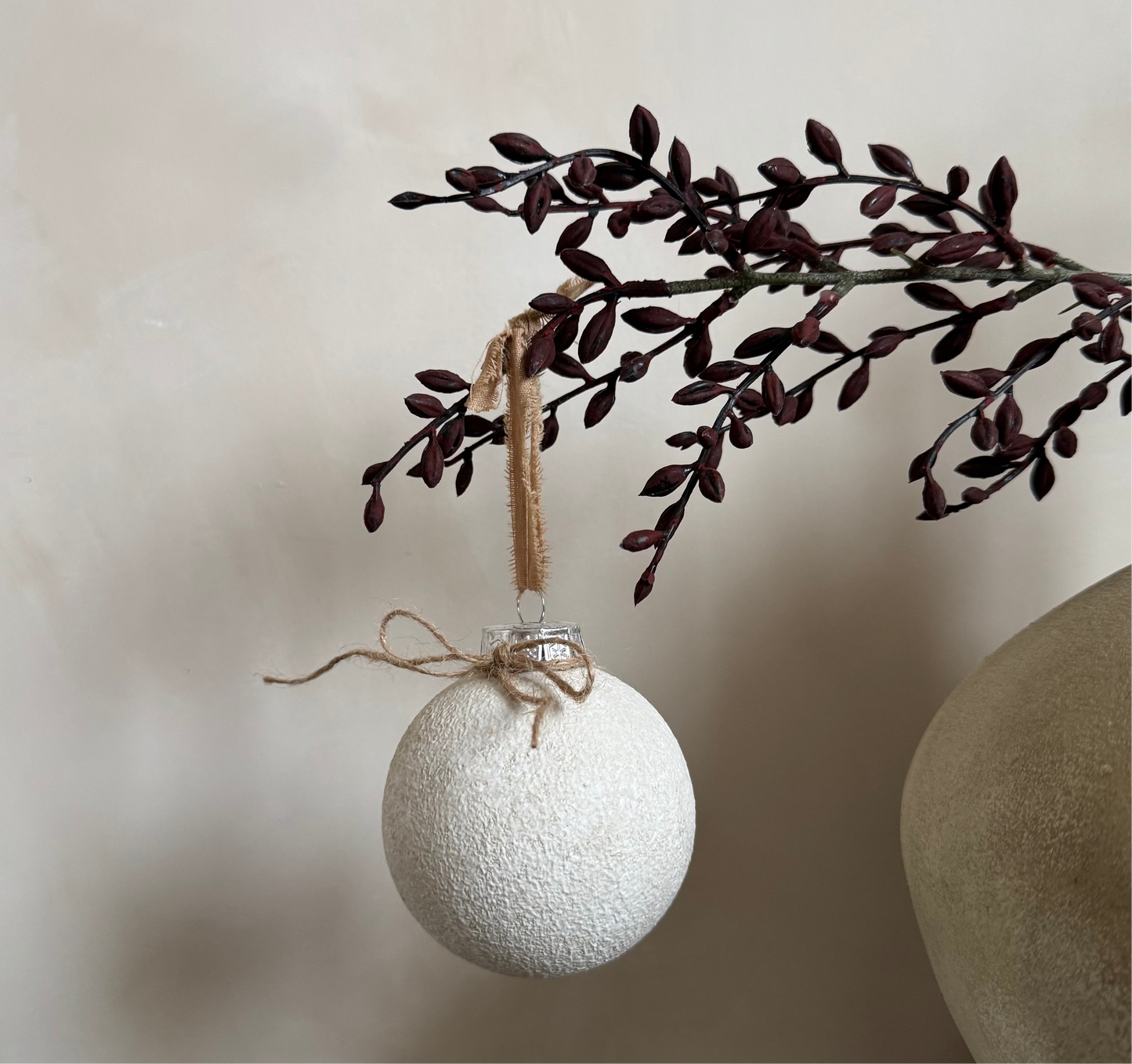 Rustic up-cycled bauble OFF - WHITE