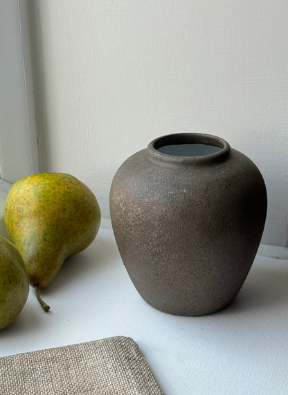 Up-cycled  |  WATERTIGHT earthy brown small rounded urn