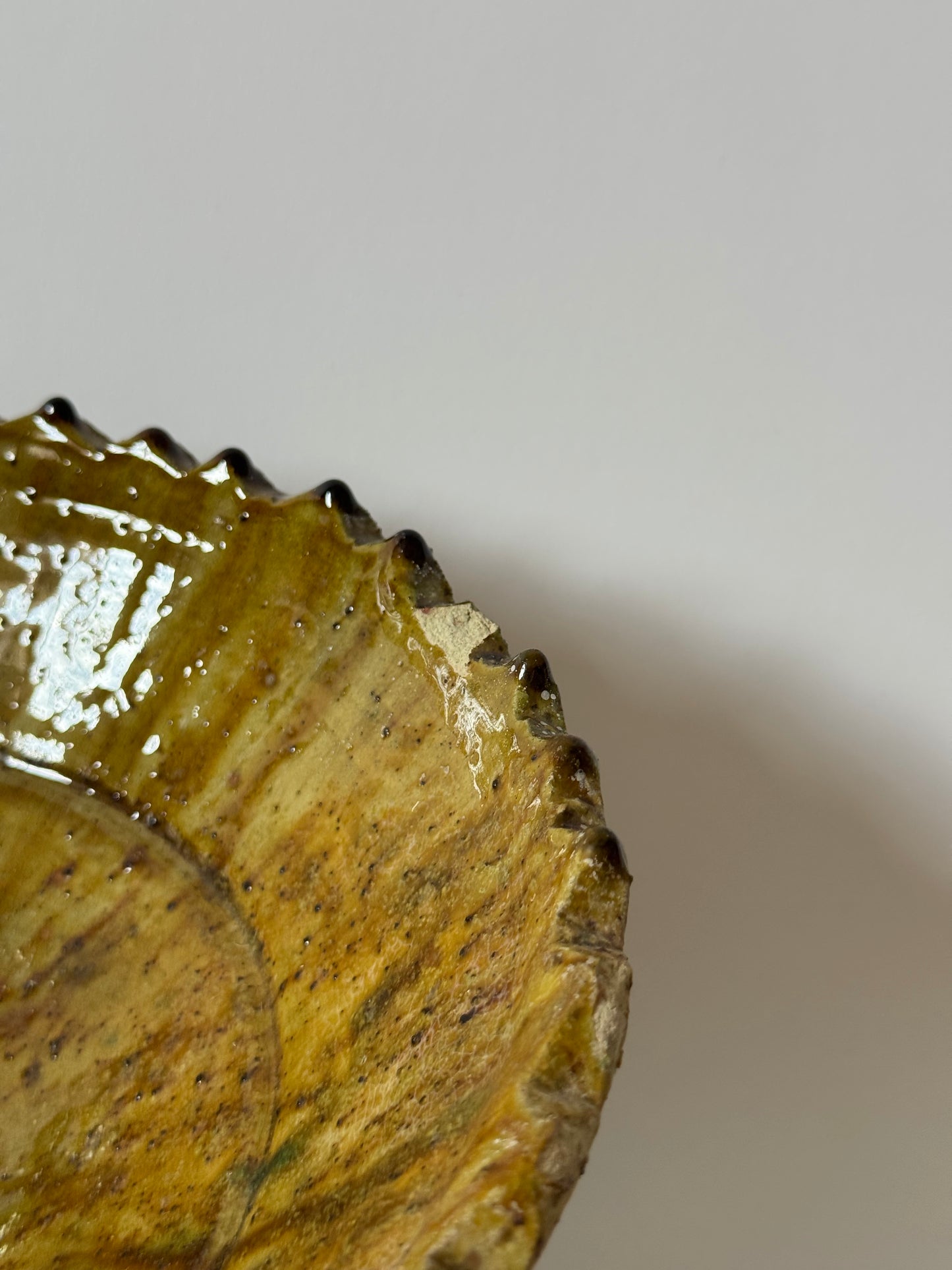 Mustard Glaze Scalloped Moroccan Bowl
