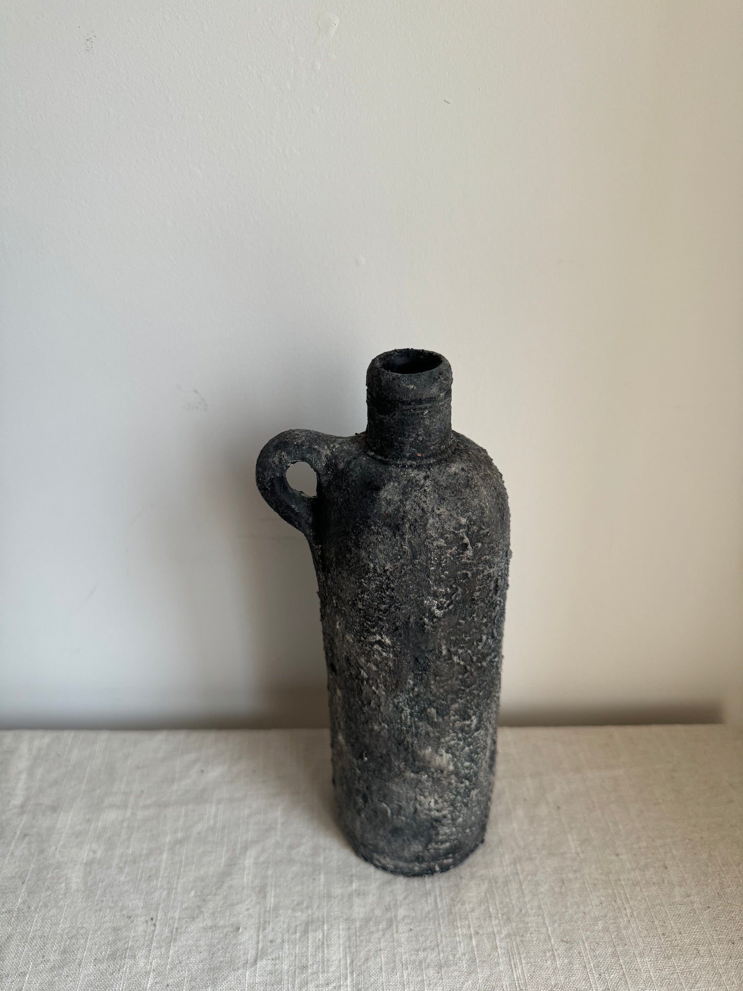 STORM  |  dark textured bottle style vase with handle