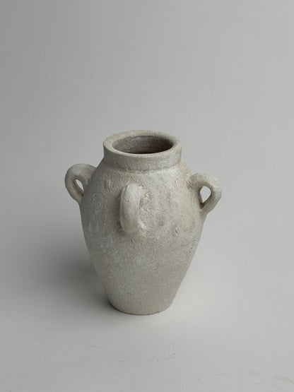 Up-Cycled | Small Off-White Mediterranean Handled Vase