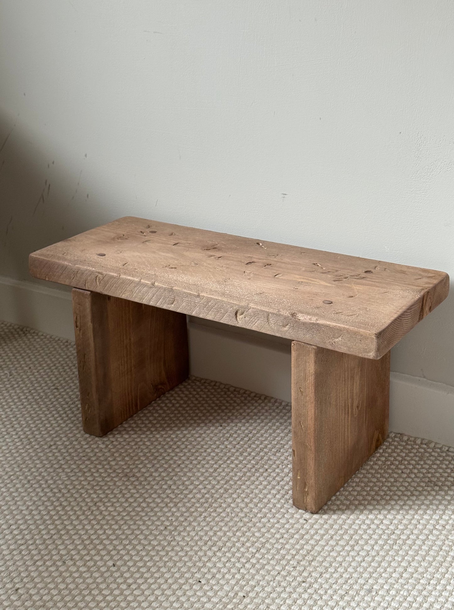 Handmade Aged Effect Wood Stool - Delilah