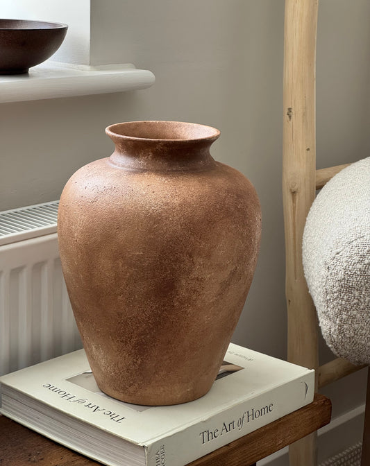 Up-cycled  | large warm rust/terracotta urn