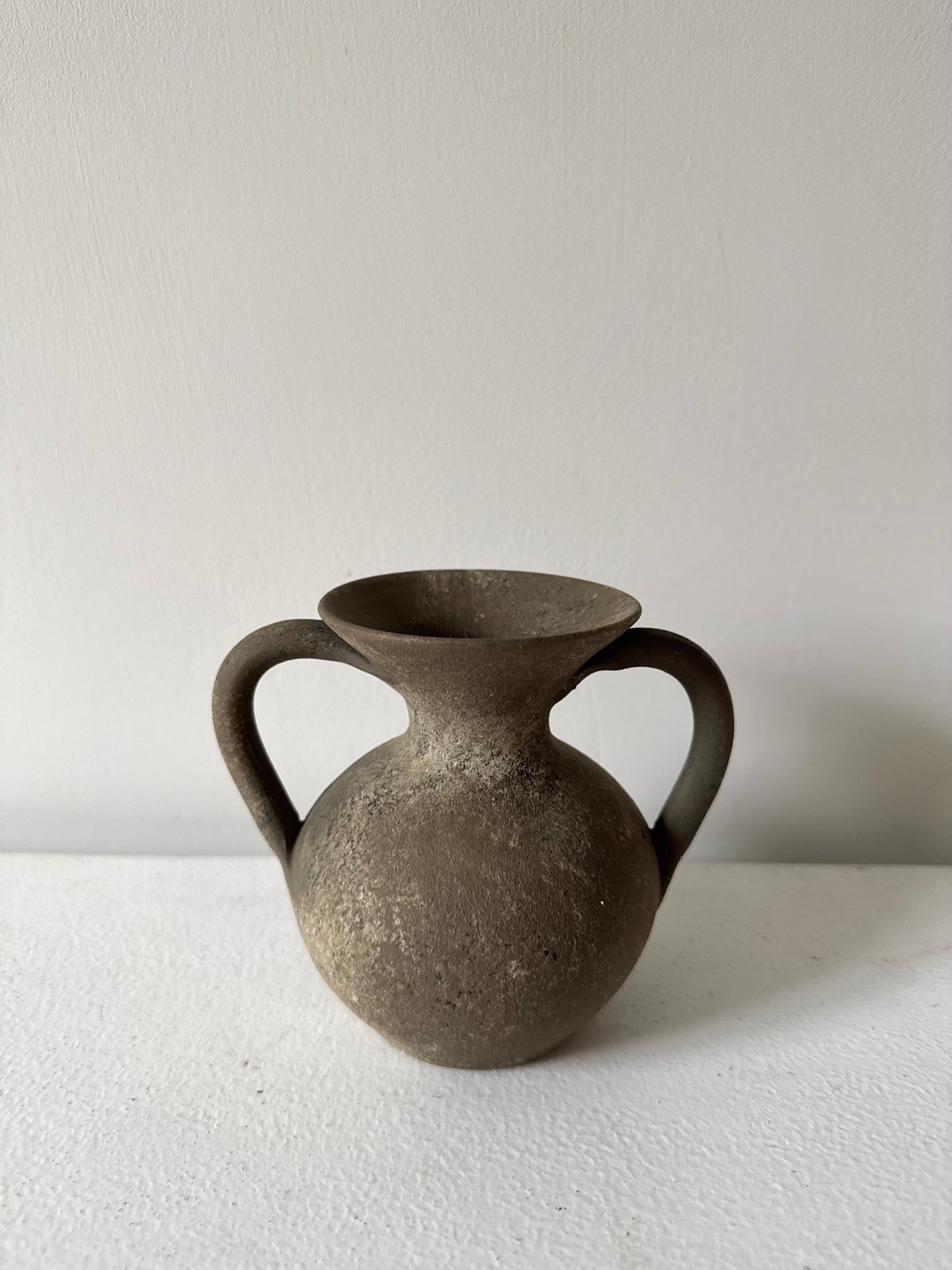 Up-cycled  | earthy brown small double handled vase