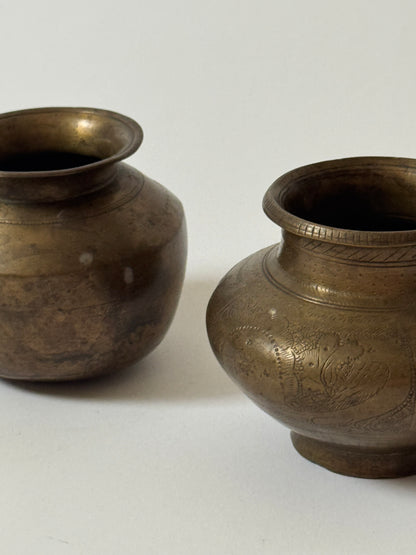 Small Vintage Brass Pots