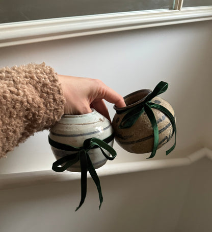 Vintage Earthenware Rounded Patterned Pot