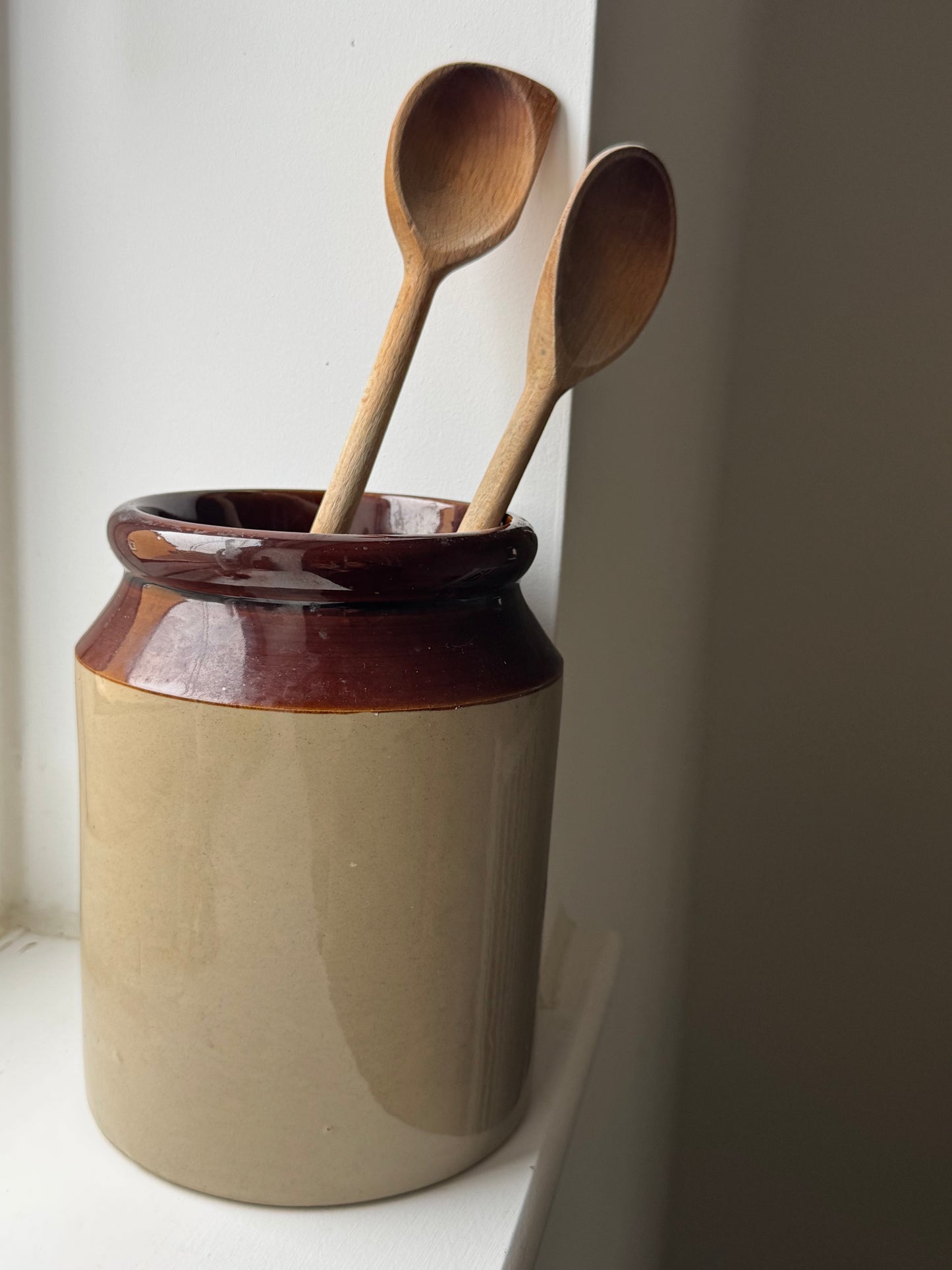 Vintage Glazed Stoneware Utility Jar