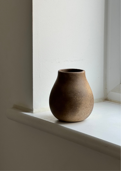 Up-cycled  | warm earthy brown small rounded vase