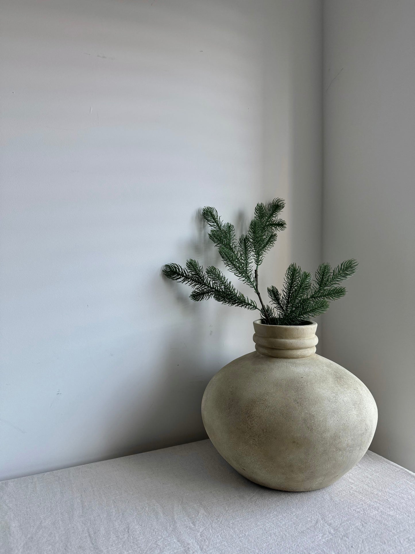 CLOUD  |  stone beige line detail large rounded vase