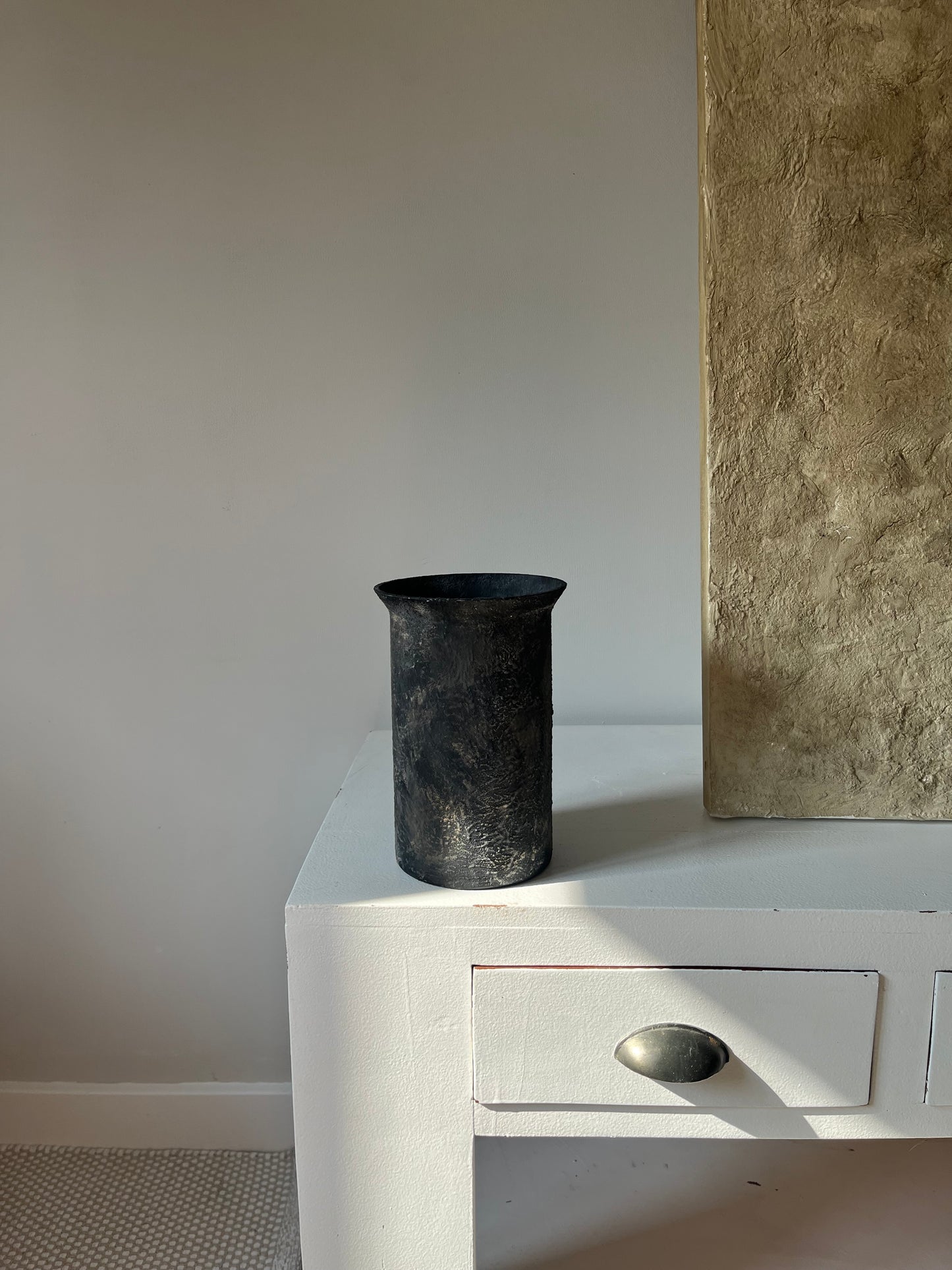 STORM  |  heavy texture black/brown square shaped vase